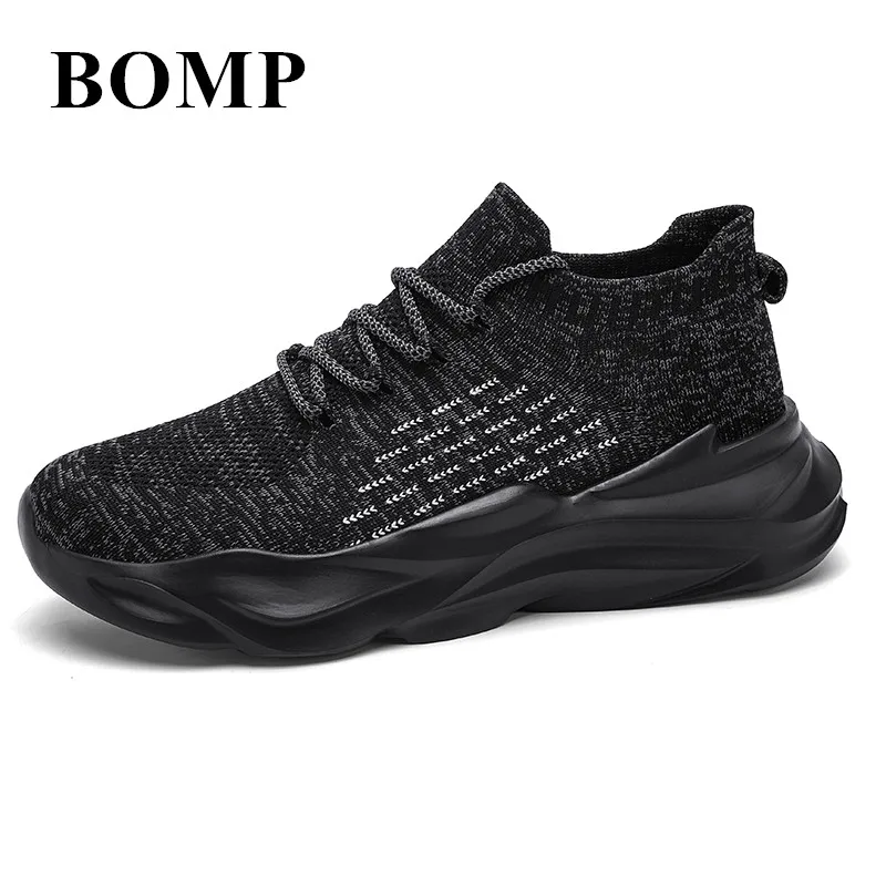 

2025 Summer Knit Men's Running Shoes Breathable Anti-Slip Socks Shoes Men Sneaker Lightweight Platform Black Sports Shoes Man