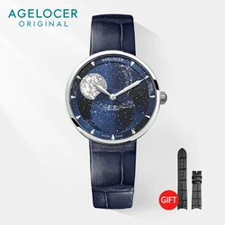 AGELOCER-reloj de cuarzo para mujer, cronógrafo de fase lunar, Original, de lujo, regalo de cumpleaños