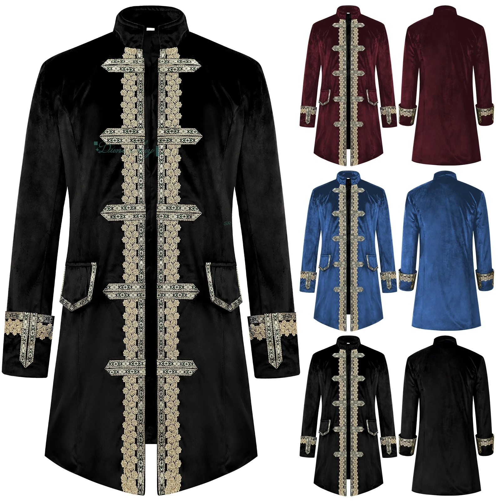 

Elegant Dress Traditional Medieval Punk Dress Medieval Retro Gothic Dress For Men Performance Cosplay disfraz Halloween Roleplay