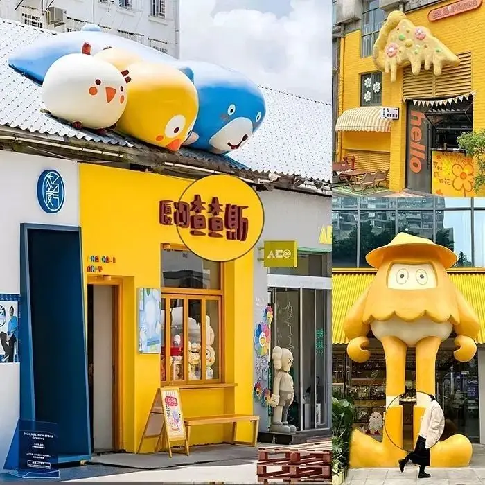 Outdoor fiberglass cartoon door head sculpture shopping mall roof decoration three-dimensional