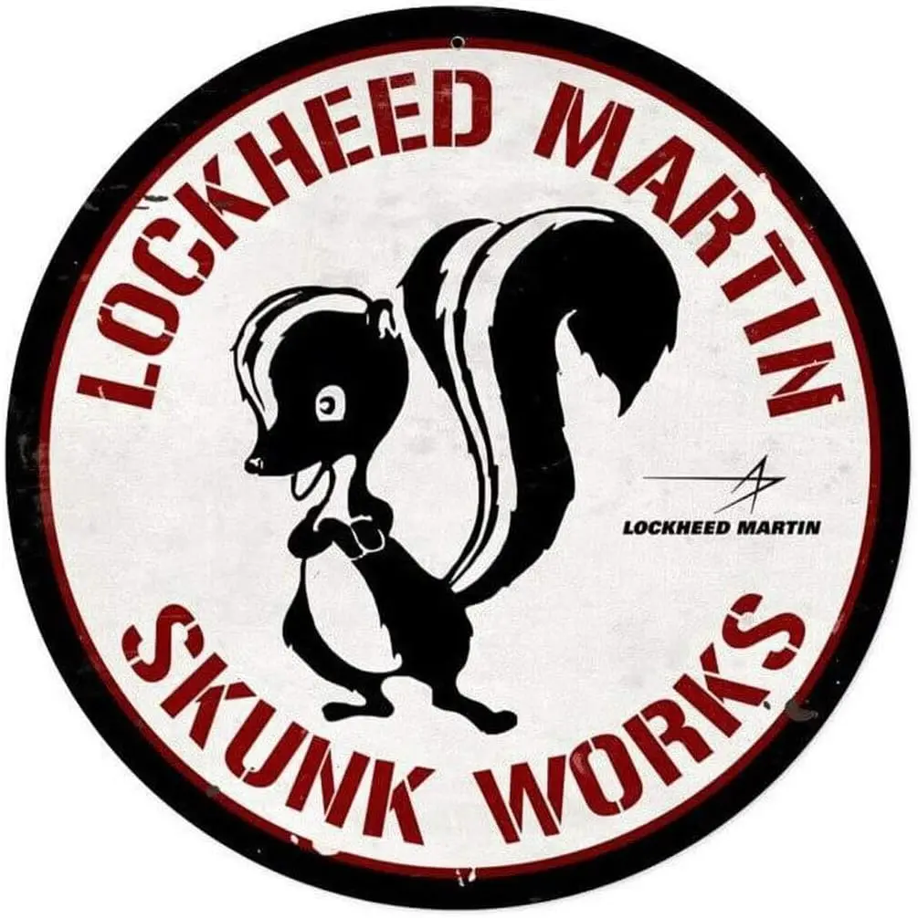 Lockheed Martin Skunk Works Round Retro Metal Signs for Wall Art Decoration