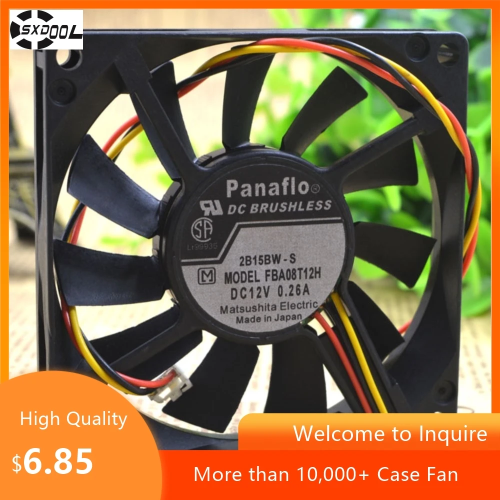 80mm DC 12V Axial Fan for Panaflo FBA08T12H  8cm 80X80X15mm Fan 12V 0.26A 80X80X15mm Fan