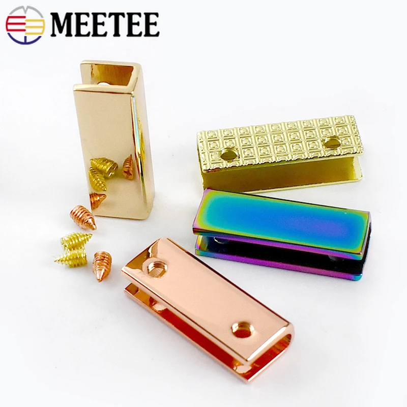 

5/10/20Pcs Meetee 25*9mm Bag Edge Protector with Screws Metal Tail Clip Buckle Webbing End Stopper DIY Hardware Accessories