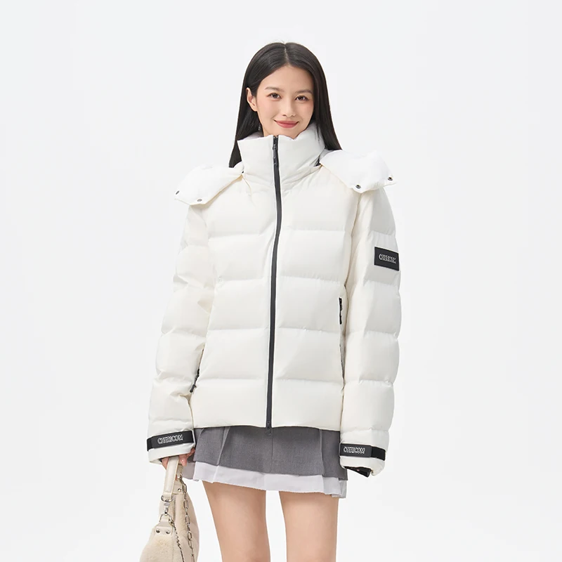 Chericom سترة منتفخة مقنعين الوقوف طوق سستة يندبروف الأصفاد المرأة أسفل معطف 2025 تنوعا ملابس خارجية دافئة Y318112Y #1