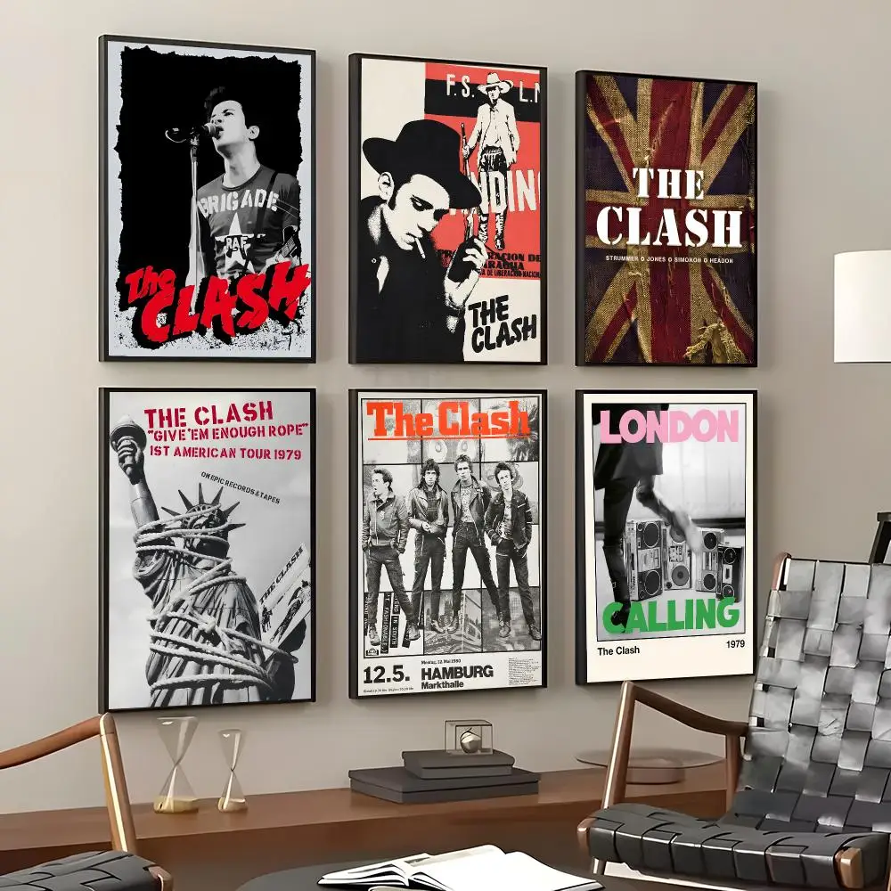 Band The Clash Poster Self-Adhesive Waterproof Wall Stickers, Coffee Bar Home Wall Decor