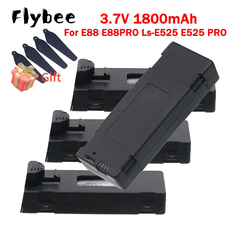 3.7V 1800Mah RC Drone Battery Accessory For E88 E88PRO Ls-E525 E525 PRO Mini Uav Drone Battery Special Rc Parts 1/2/3/4/5Pcs