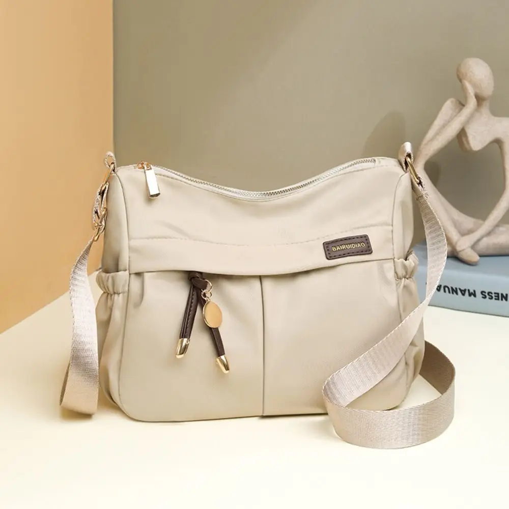 Casual Nylon Crossbody Bag Lightweight Solid Color Slant Bag Large Capacity Single Shoulder Bag for Women Ladies
