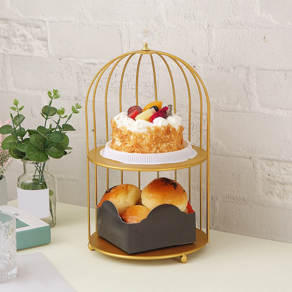 Cake Stand for Birthday Table Party Decor Fruit Dessert Display Wedding Anniversary Decor Bird Cage Shape Storage Rack Shelves
