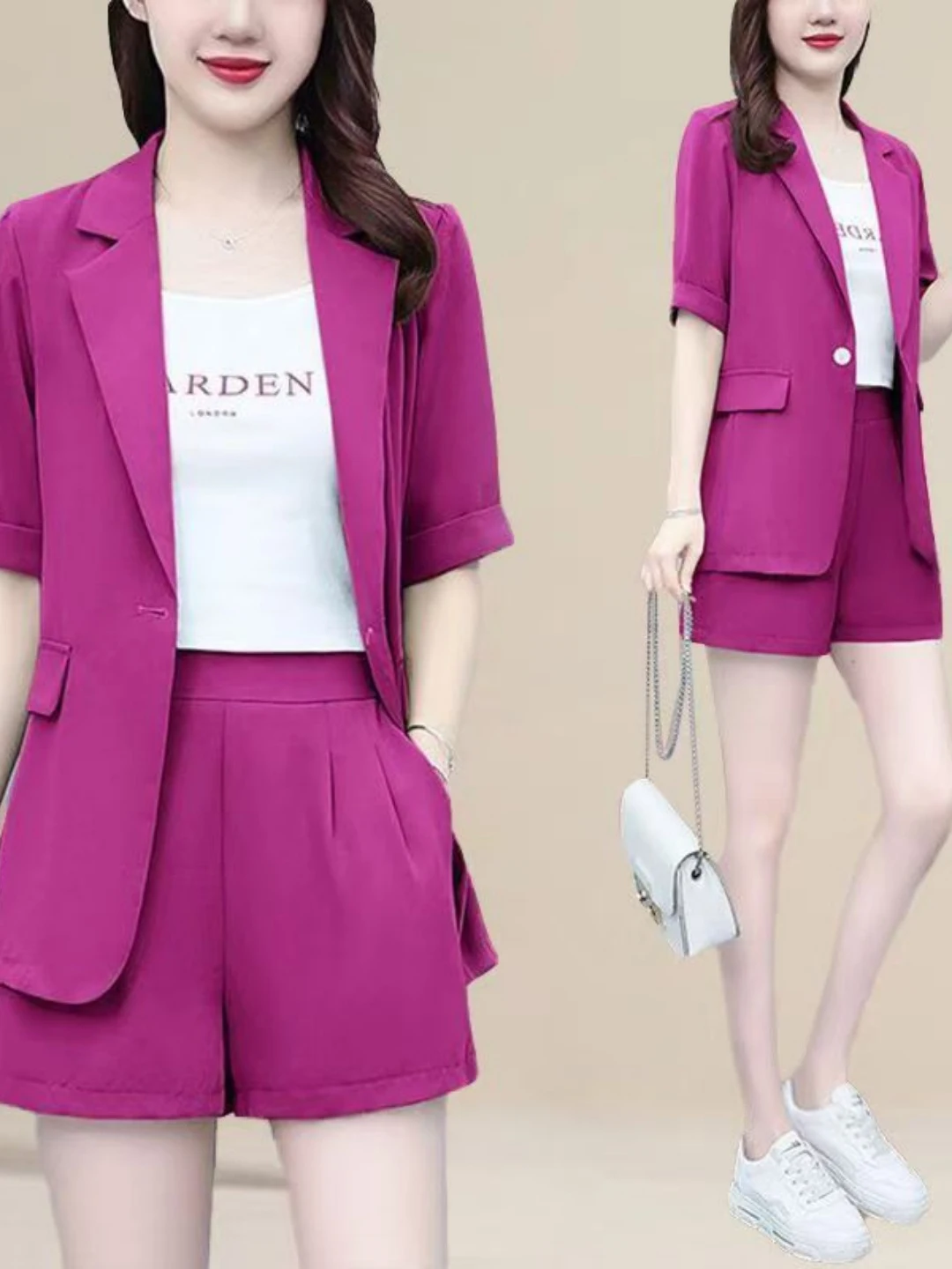 

Fashionable Casual Women's Two-Piece Set Breathable Summer Shorts Stylish Short Sleeve Suit High Waist Pants Korean Style