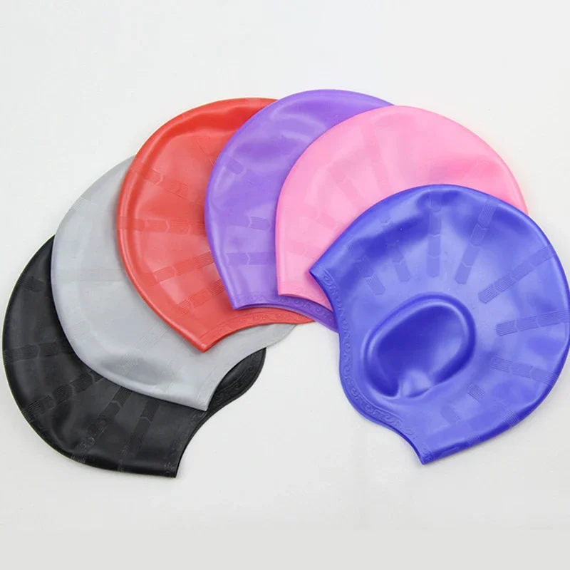 

Adults High Elastic Swimming Caps Universal Swimming Cap Hair Care Waterproof Protect Ears Long Hair Large Silicone Diving Hat