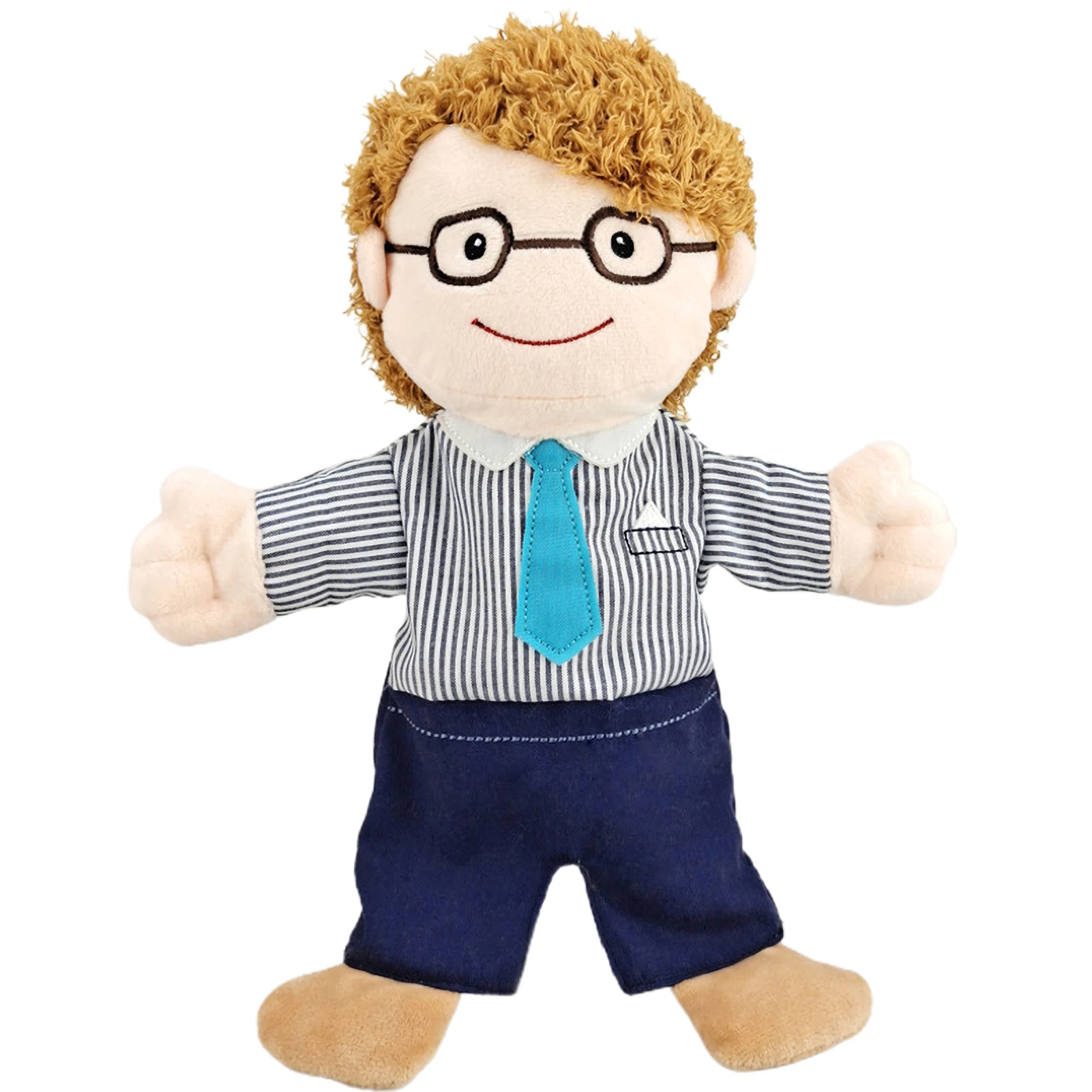 Marionetas de mano de felpa suave con dibujos animados, historia familiar, juguetes de utilería para teatro, relleno educativo, regalo para niños, 30cm