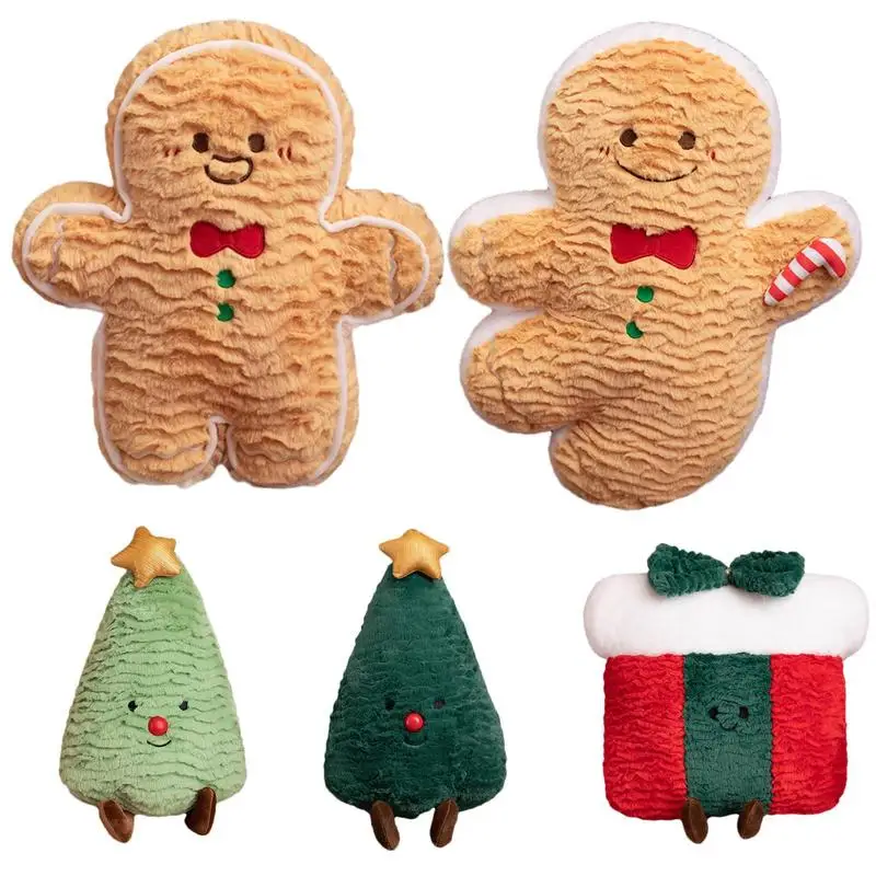 Christmas Throw Pillows Christmas Stuffed Ornaments Plush Doll Christmas Gingerbread Man Pillows 30Cm/11.81Inch Plush Stuffed