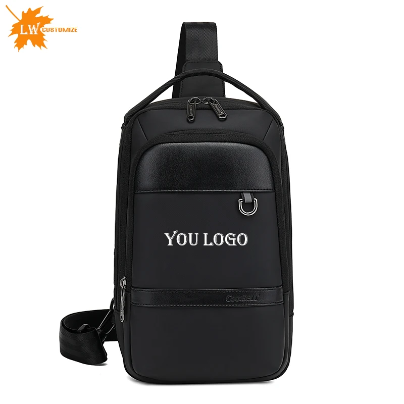 Men's Crossbody Chest Bag Fashion Casual Waterproof Men's Crossbody Bag Pro Customized Logo Printing Name with Pattern