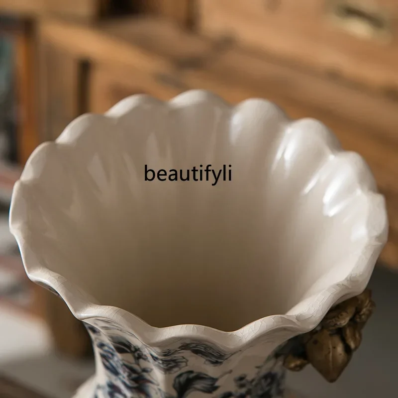 

A139 American ceramic vase retro European living room Chinese decoration flower ornament