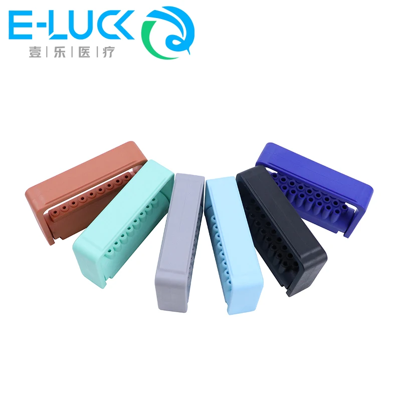 6PCS Plastic Dental Bur Holder Colorful Disinfection Carbide Burs Block Drills Case Sterilizer Holder Box  for Dentist Lab