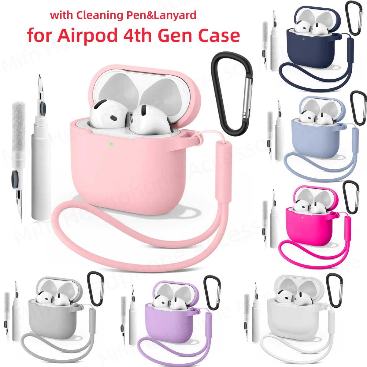 Беспроводной чехол для airpods 4, наушники с ремешком, высококачественный мягкий защитный чехол из жидкого силикона для apple airpod 4, чехол