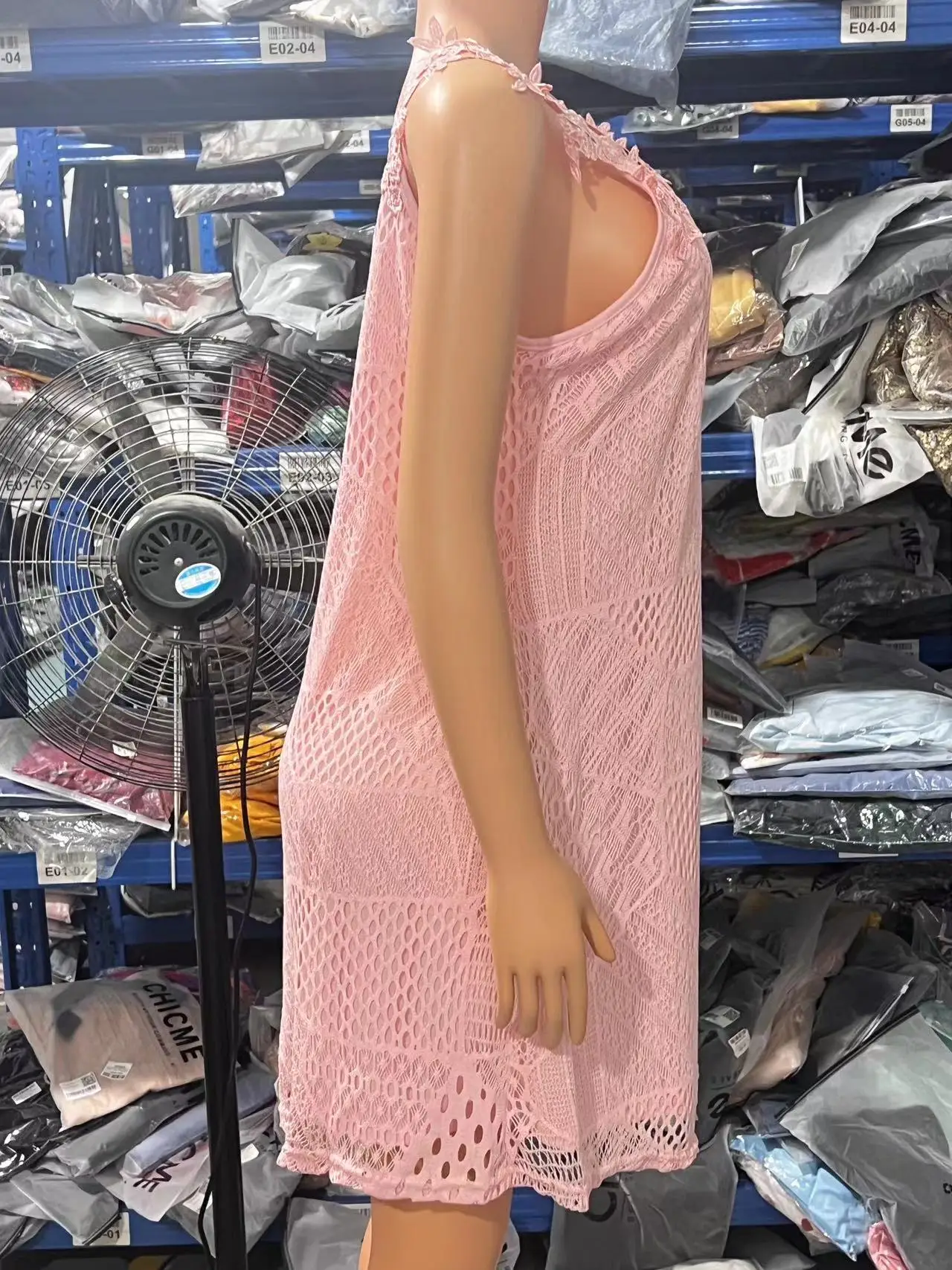 Elegante sexy vestido de verão feminino, decote redondo, oco, remendo de renda com contraste, vestido casual, férias, 2023