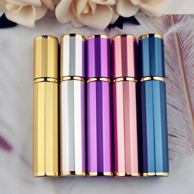 10pcs/lot 8ml Top Quality Travel Perfume Bottle Metal Perfume Atomizer Refillable Glass Spray Empty Bottle Easy Carry