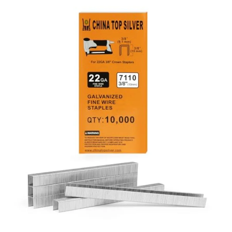 

22 Gauge 71 Series 3 8ih Crown 3 8ih Leg Length Upholstery Staples Galvanized Fine Wire Staples 10000 PCS Box
