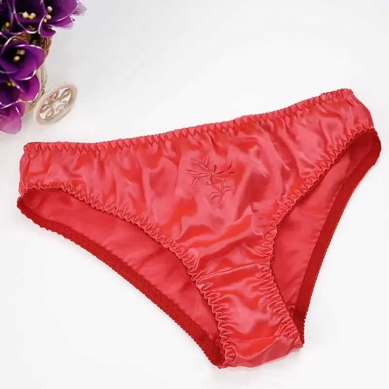 6pcs/lot Baoyou extra large fattened middle-aged and elderly mother fat mm mid waist female silk underwear  panties