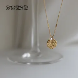 Handmade Round Pendant Natural Freshwater Pearls Stainless Steel Necklace for Women Waterproof 18K Gold Plated Jewelry