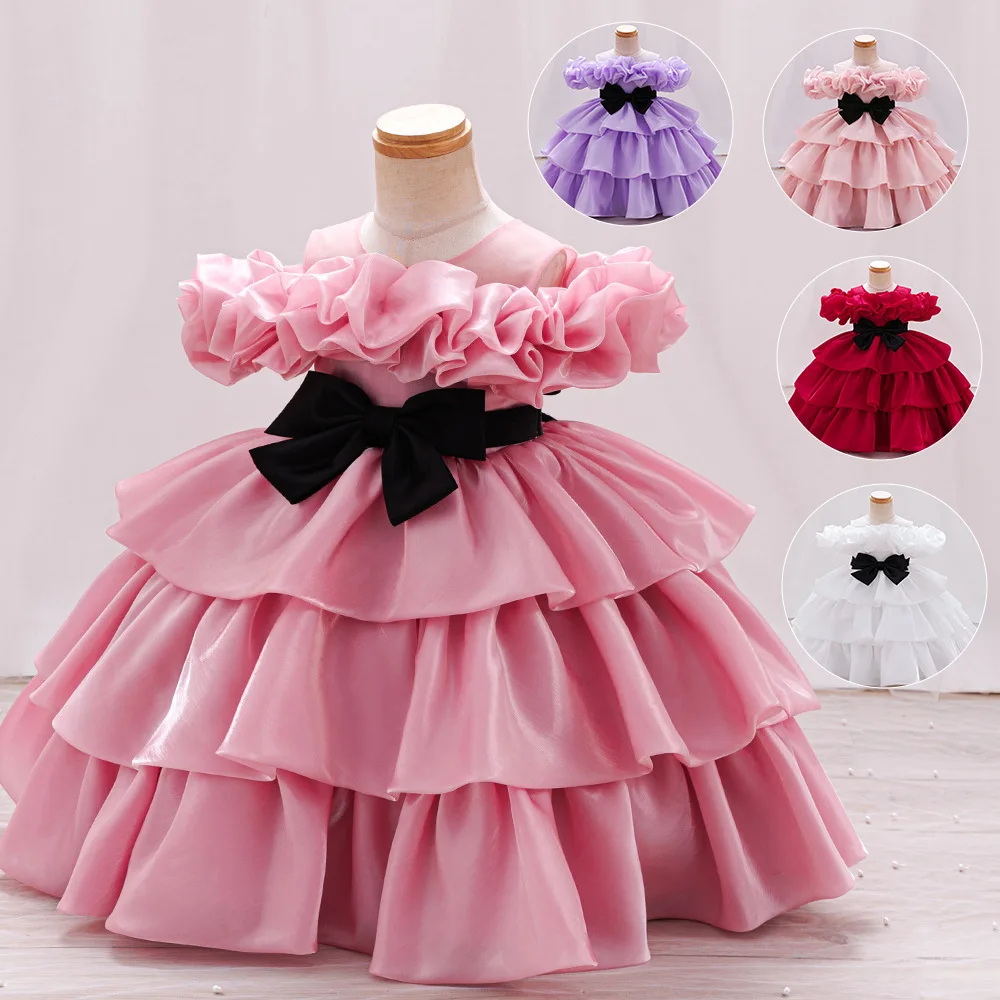 

New 2026 Pageant Elegant Evening cake Dress Children Prom Gown Girl luxury Party Dresses for girls from 1-5 Years