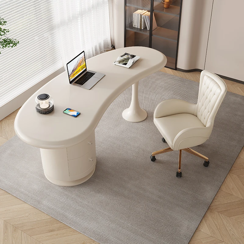 

French Nordic Accent Cream Office Desk Modern Writting Design Office Desk Fashionable Elegant Home Furniture Escritorio XYOD