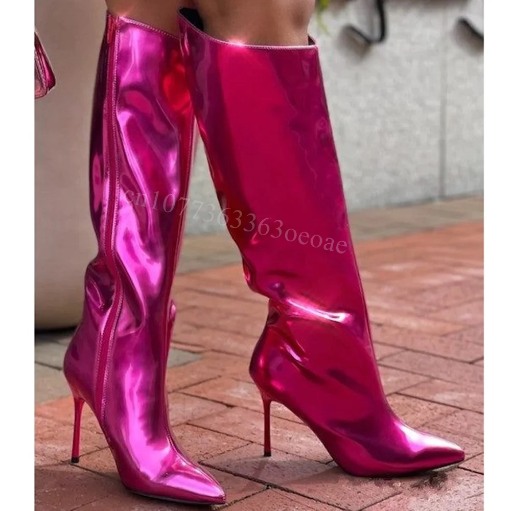 

Glitter Side Zipper Bootss Pointed Toe Thin High Heel Shoes for Women Matte Leather Fashion Party Shoes 2025 Zapatos Para Mujere
