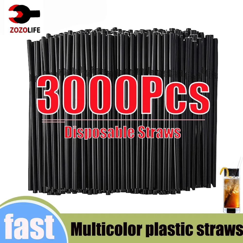 50-3000PCS Black Drinking Kunststof Straws rietjes Milk Tea Bar Party Wedding Kitchen pajitas Beverage Straw Wholesale