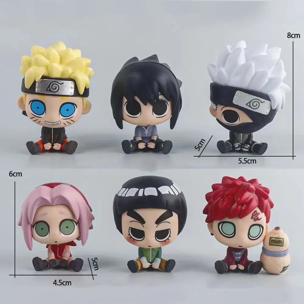 6pcs Naruto Anime Figure Uzumaki Naruto Kakashi Uchiha Sasuke Itachi Cute Toys Q Figurals Action Figurine Model