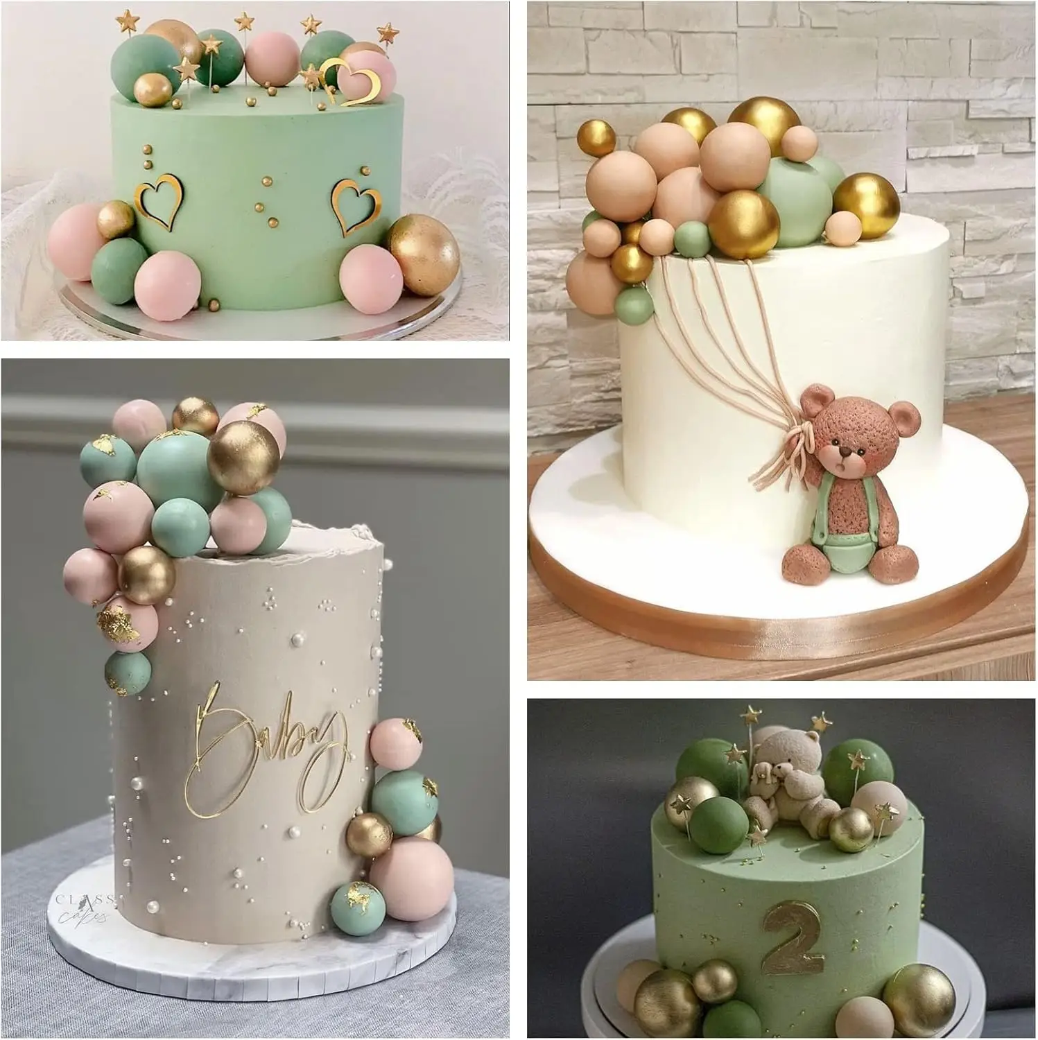 32 Stück Weihnachtskugel-Kuchenaufsatz, Dekorationen, Schaumstoffkugeln, Kuchenaufsatz, Kugeln, Kuchendekorationen für Hochzeit, Party, Geburtstag – Detail 12