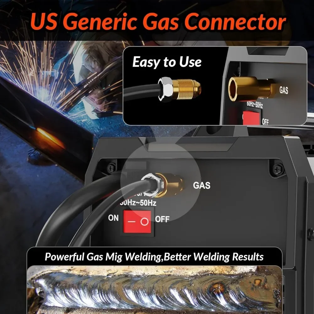 200A MIG Welder, 7 in 1 Gas MIG/MAG/Gasless Flux Core MIG/Lift TIG/Stick/Spot Welding/Spool Gun Multi-Process, Dual Voltage