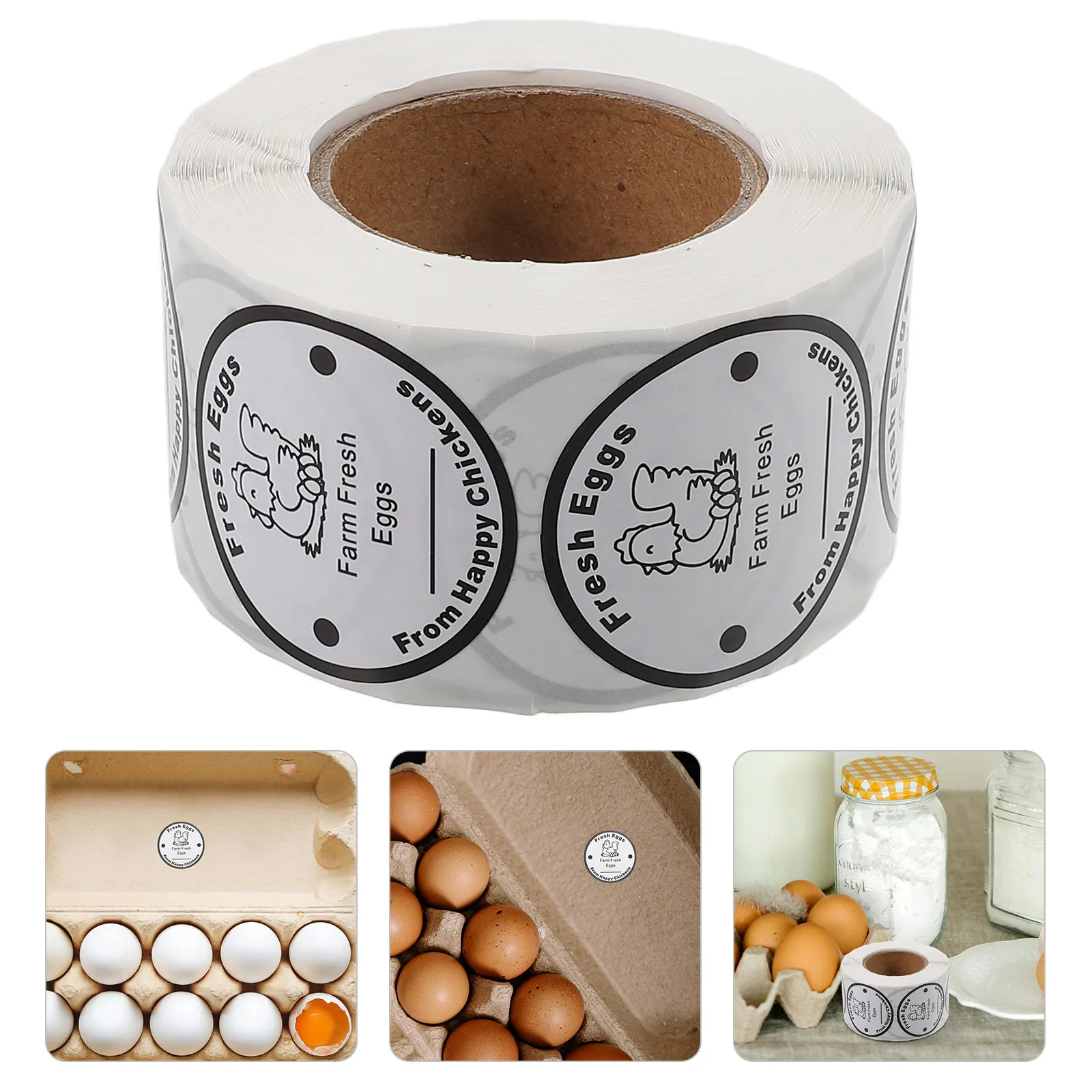 

Fresh Eggs Carton Labels 3.81 Cm Round Farm Produce Stickers 1 Roll for Farmer Market Egg Shelf Extension Portable