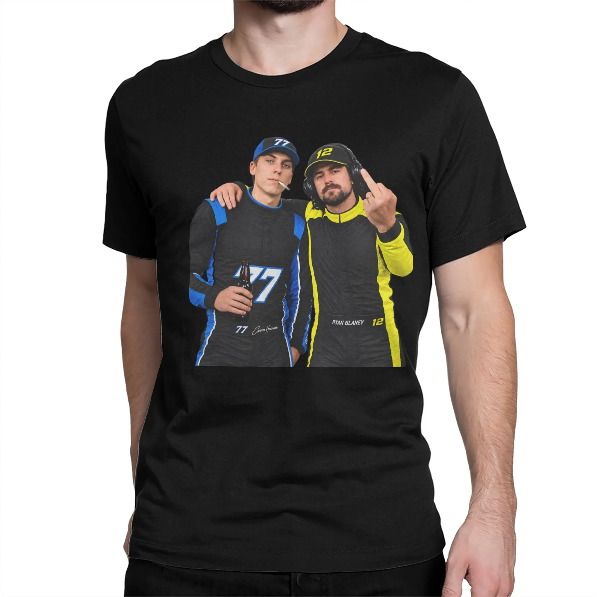 Men Women Carson Hocevar and Ryan Blaney  T Shirt  Pure Cotton Clothes Humor Short Sleeve Crew Neck Tees Plus Size T-Shirts