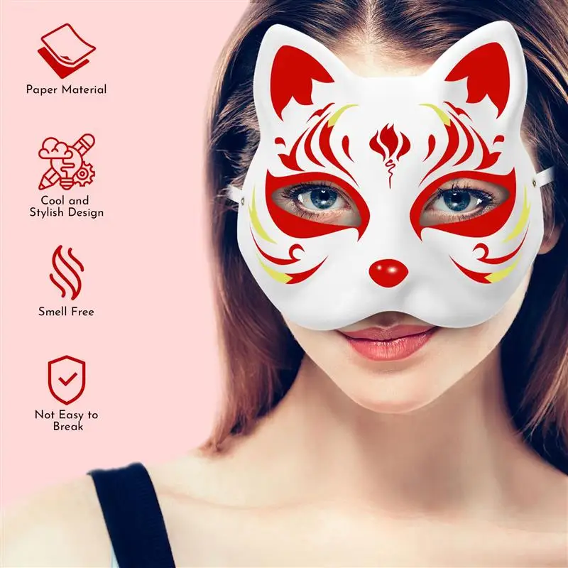 6/10 Pcs Cat Masks White Paper Blank Hand Painted Masks Masquerade Costume Cosplay Accessories Animal Mache Party Mardiup Craft