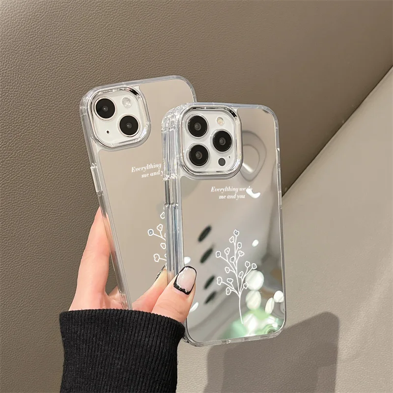 化粧鏡付きの素敵なパターンの電話ケース,iPhone 14 pro,15,16,13,12,11 pro max,xr,x,xs用の柔らかく耐衝撃性の豪華なケース