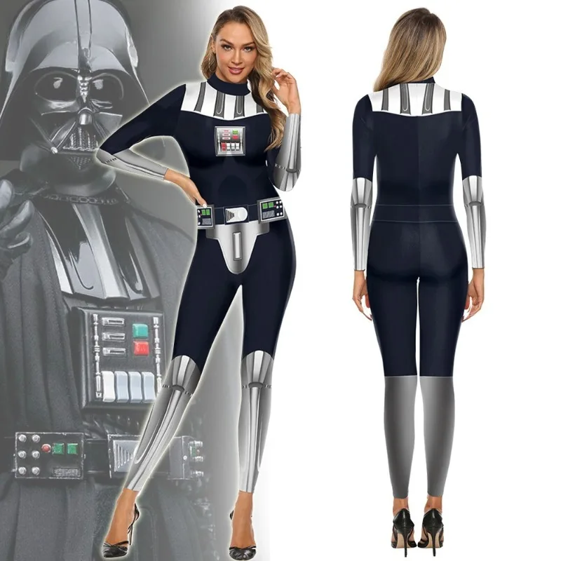 女性スターウォーズダースベイダーコスプレ衣装-3d-プリントジャンプスーツボディスーツハロウィンコスプレカーニバルパーティー衣装