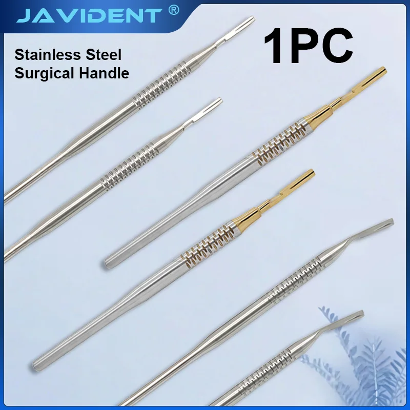 1Pcs Dental Scalpel Handle Blade Handle Curved/Straight Applicable Dental Stainless Steel Handle Knife Blade Oral Surgery Tools