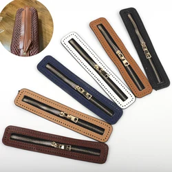 1pc Leather Zipper For Women Handbag Hardware PU Leather Sewable Zippers with Holes Bag Closure Accessories
