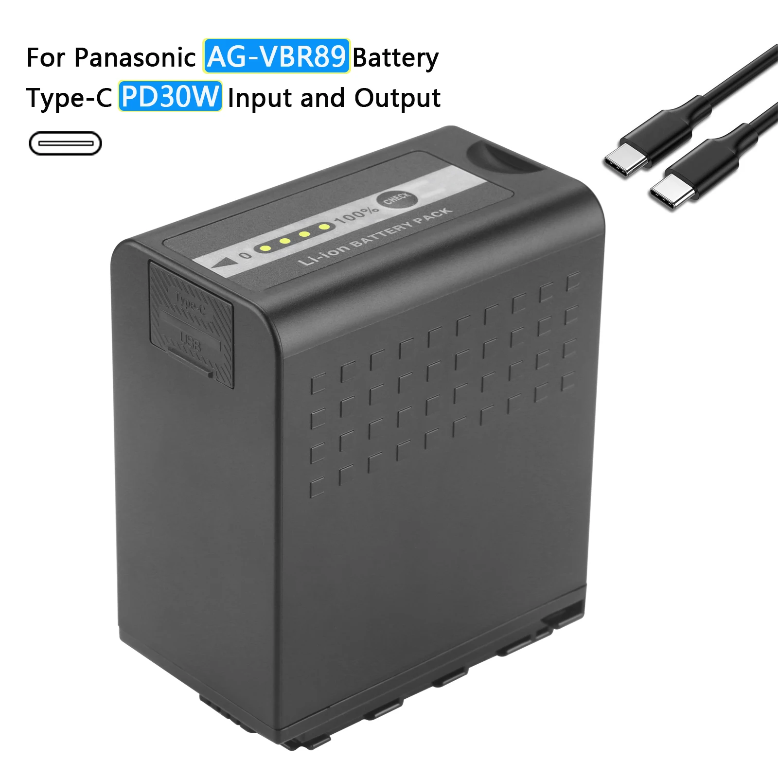 AG-VBR89G Battery PD30W Quick Charge for Panasonic AG-VBR59 AG-VBR118G AG-BRD50 AG UX180 UX90 3DA1 HPX171 HPX250 PX270 HC-X1000