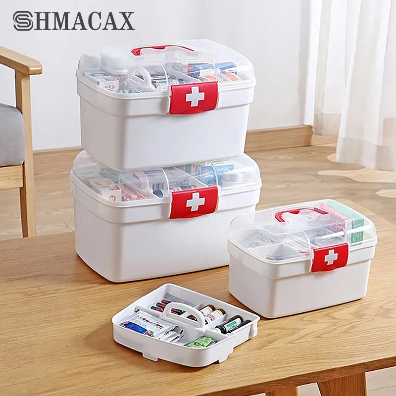 Portable Medicine Storage Box Large Capacity Medicine Kit Family Hand First Aid Chest Simple Travel Emergency Box