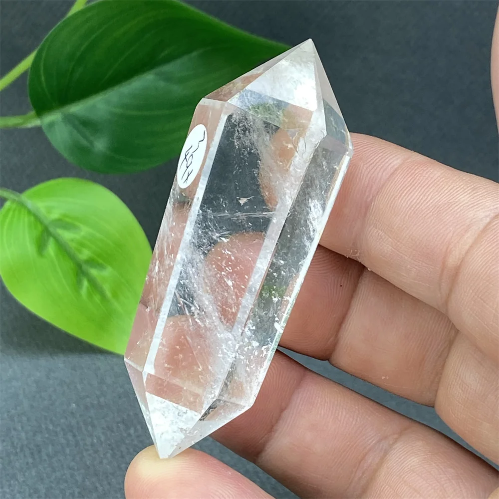 Natural Clear White Crystal Double Tip Crystal Magic Wand Hand Polished Clear Quartz Meditation Home Decor