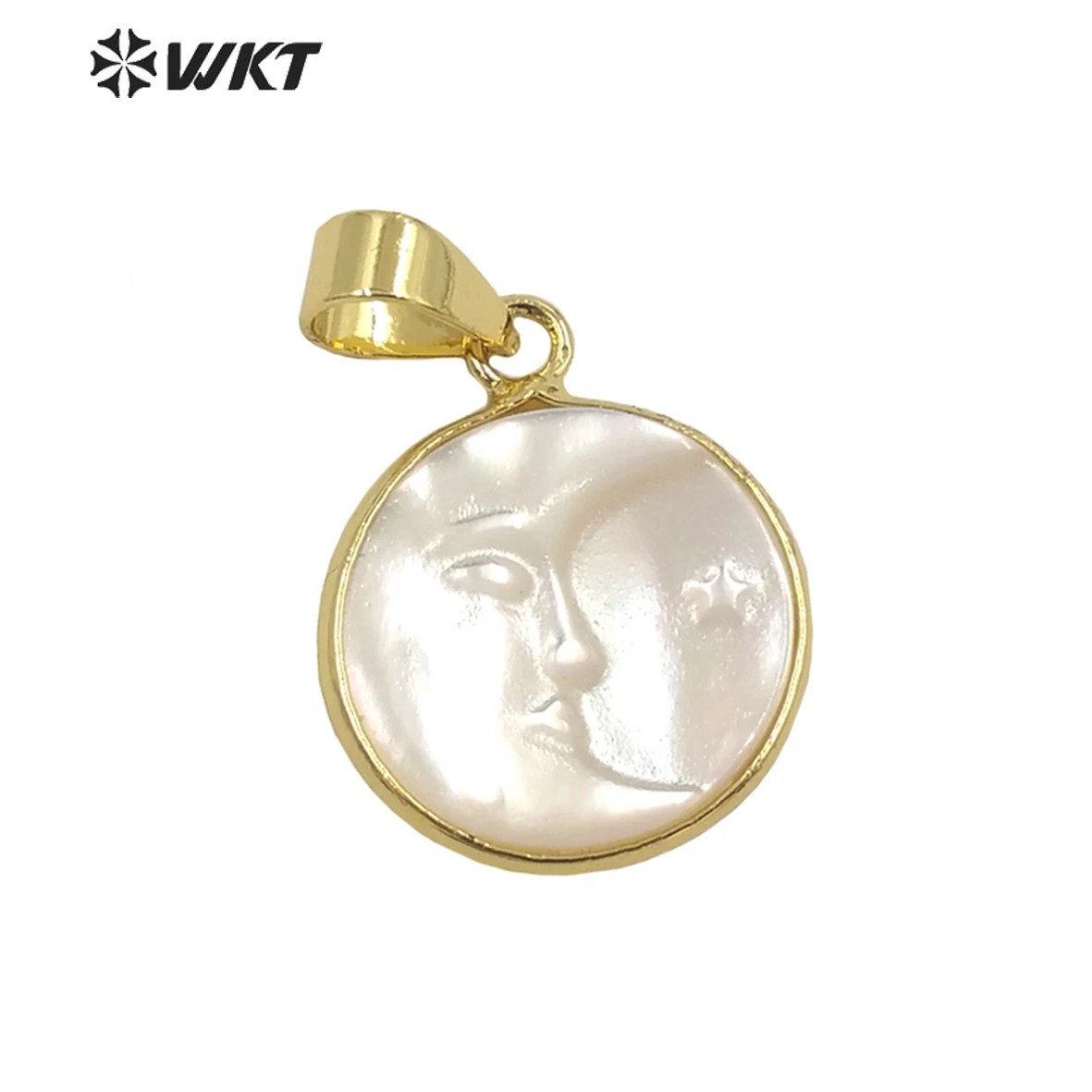 

WT-JP299 WKT Party Natural Shell Pendant Moon Shape Face Star Tricolor Shell Pendant Ladies Necklace Earring Making Gift