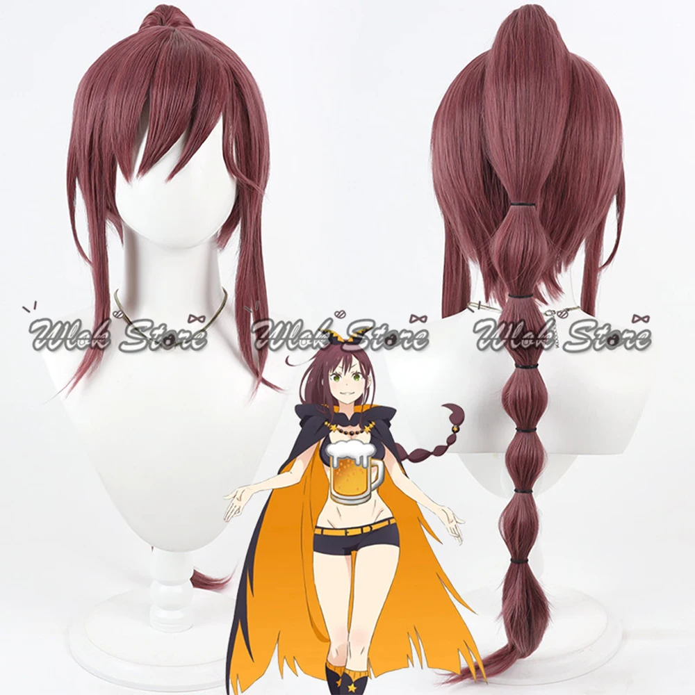 Anime Re Zero Shaula Cosplay Wig Braid Wine Red High Ponytail For Women Halloween Carnival Party Heat Resistant Synthetic Wigs