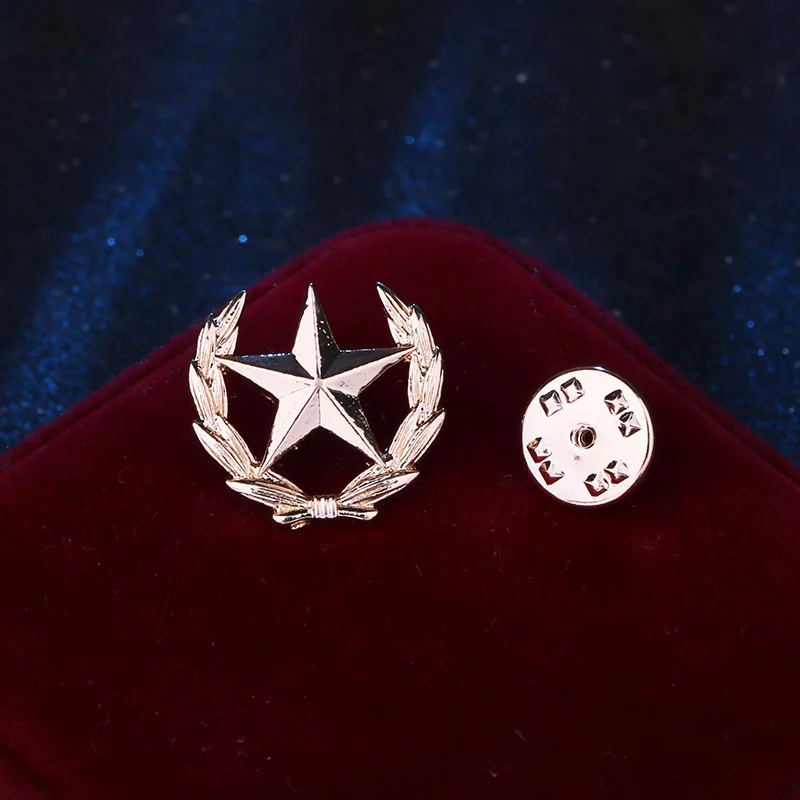 Neue Mode fünfzackigen Stern Broschen Abzeichen Metall Weizen Revers Pin männer Anzug Hemd Kragen Kleidung Zubehör – Detail 2