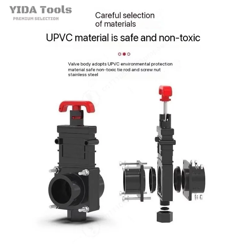 YIDA Hand Pull PVC Plunger Valve, Fishpond Lifting Gate, Sedimentation Tank Drain Suction Valve for Aquatic Farm Use