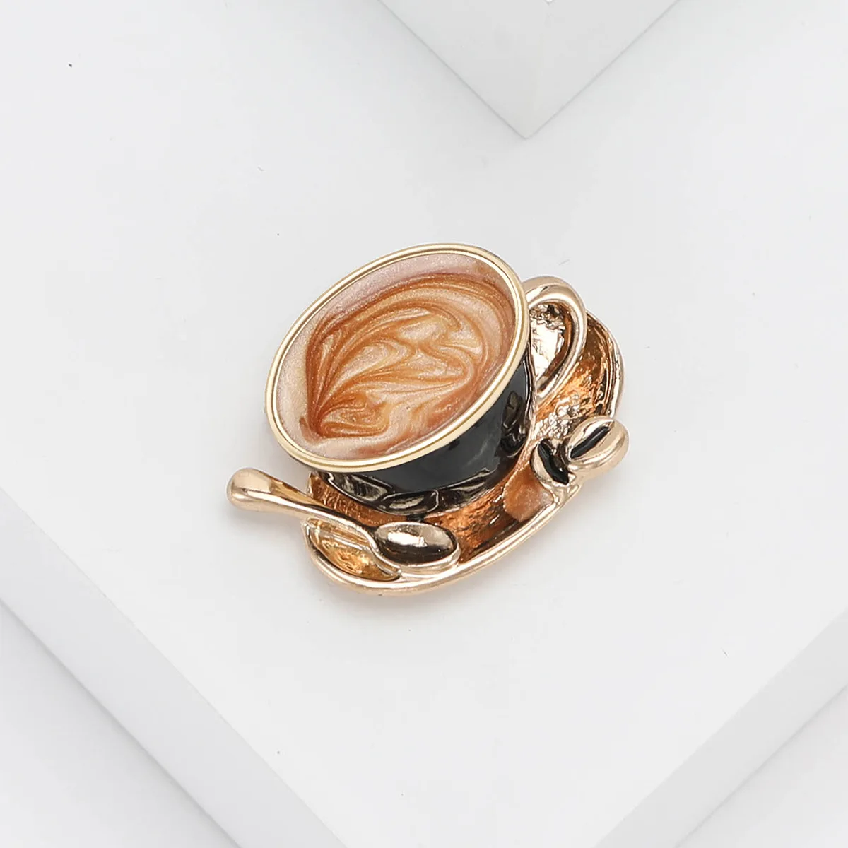 

New Exquisite Creative Alloy Enamel Coffee Cup Brooches For Women Personalized Fashion Clothing Accessories Brooch Pins Jewelry