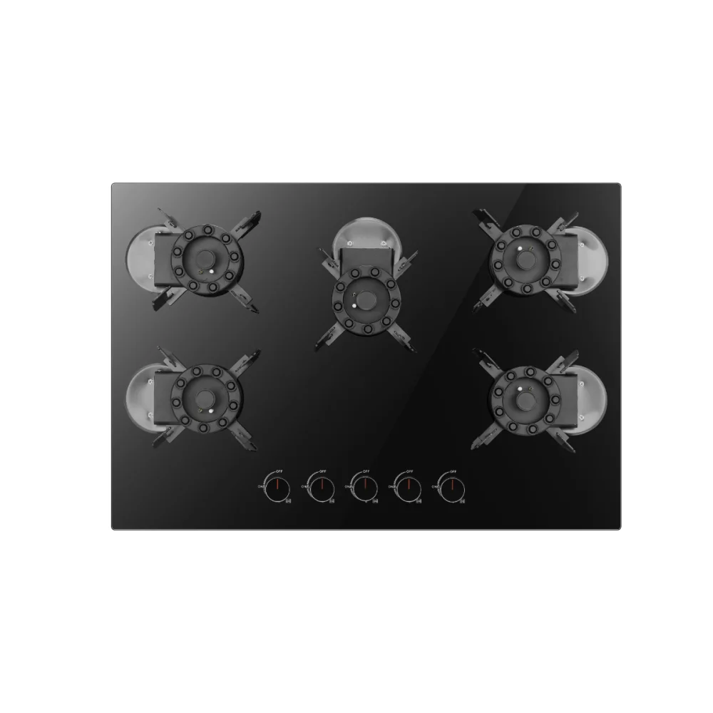 Smart 5-Burner Gas Stove - Professional Tempered Glass Cooktop for Home Kitchens, Built-in/Table Top Installation