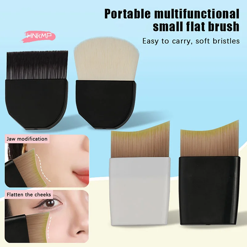 1 Stück halbmondförmiger Foundation-Pinsel, ultradünn, einzeiliges Design, kurzer Griff, professionelles Beauty-Tool mit weichen Borsten für Make-up