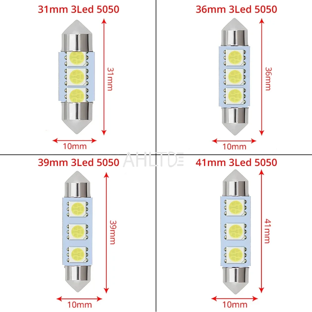 2PCS Auto kennzeichen stamm Led-lampe Dome Girlande Tür Lesen Decke Lampe 5050 3SMD 31/36/39/41mm 12V auto Innen beleuchtung